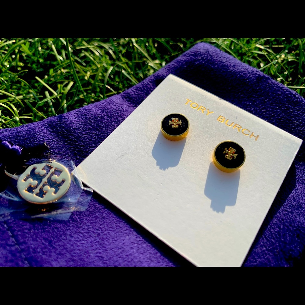 Tory Burch earrings color blue and gold- tag is still on